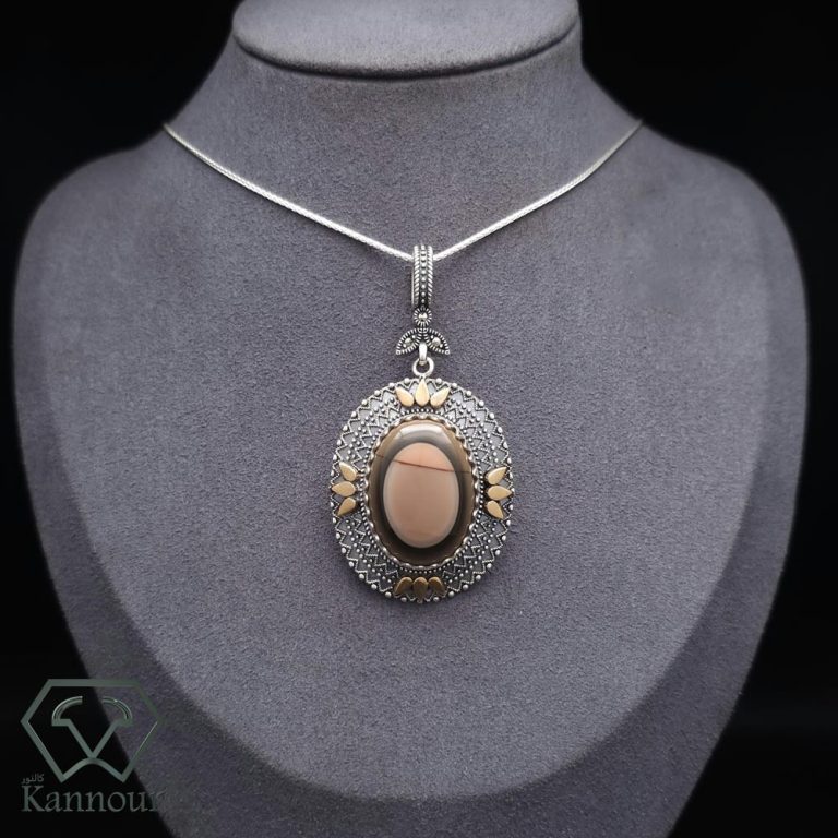 silver necklace Smooth and Sulemani stone
