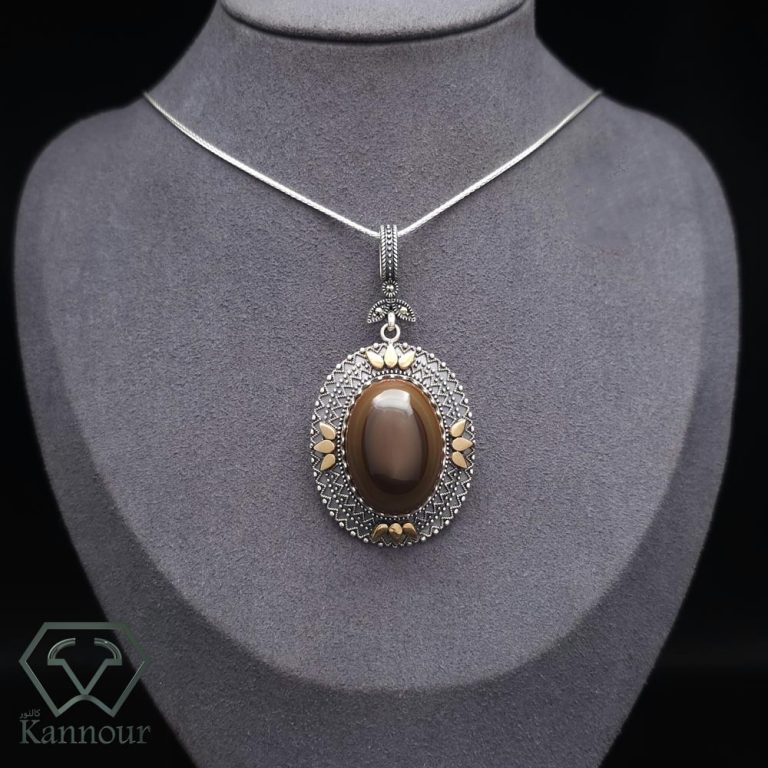Silver Necklace Aqeeq Stone Sulemani