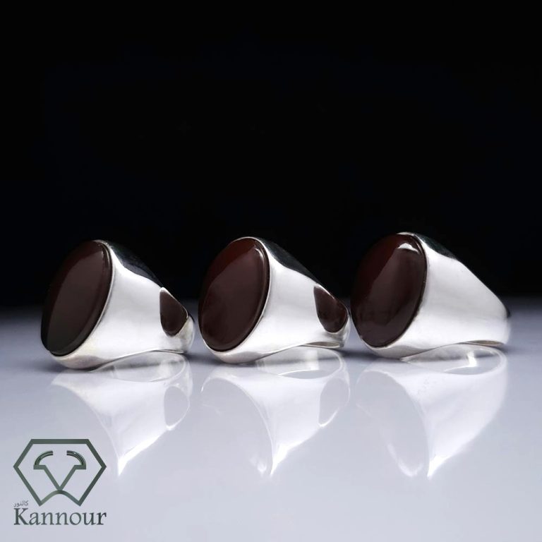Silver Plain Ring Original Liver Aqeeq Stone